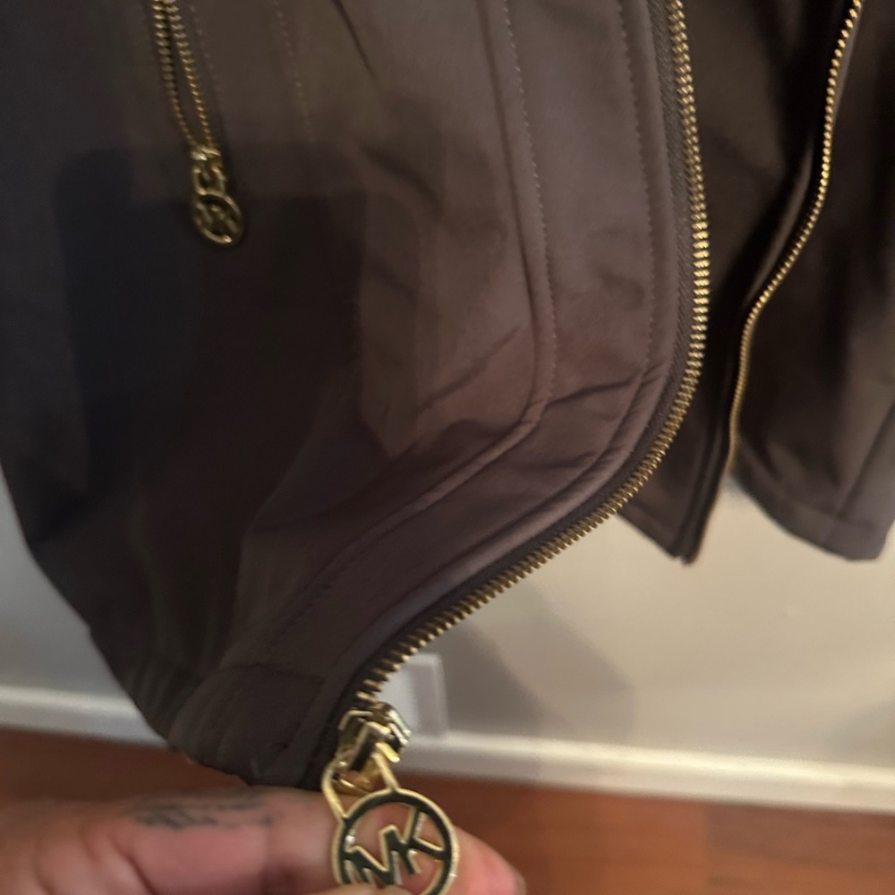 Michael Kors Chocolate Brown Jacket with Gold Zippers